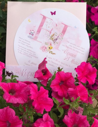 Invitation artwork event styling and design for baby girl baptism