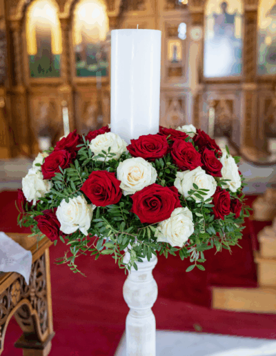Wedding candles styled with floral elements