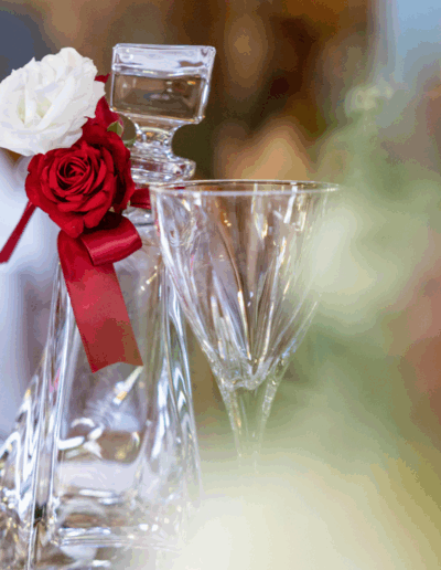 Elegant wedding elements with roses and foliage