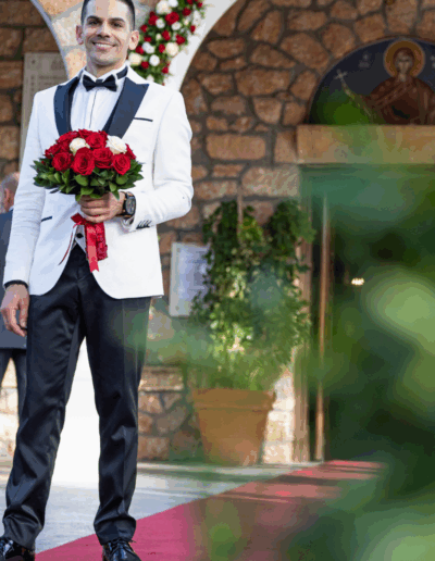Elegant bride and groom at luxury wedding in Athens