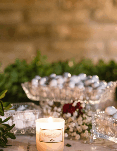 Wedding candle styling with floral elements
