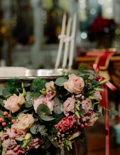 Luxury baptism floral decoration in Kifisia – church flowers